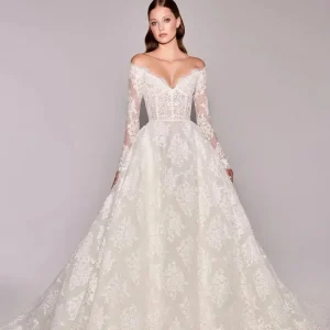 Customized Elegant Wedding Dresses V-Neck With Full Floral Appliques Long Sleeve Bride Wedding Dress Vestidos De Novia